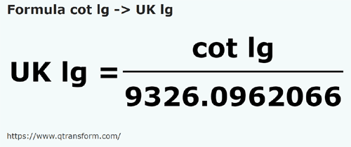 formula Coți lungi in Leghe britanice - cot lg in UK lg