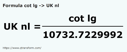 formula Long cubits to UK nautical leagues - cot lg to UK nl