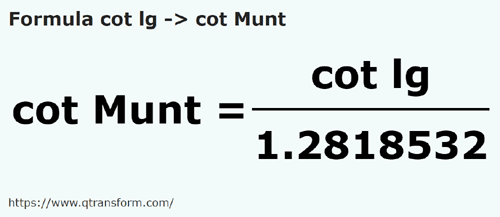 formula Длинный локоть в локоть (Гора) - cot lg в cot Munt
