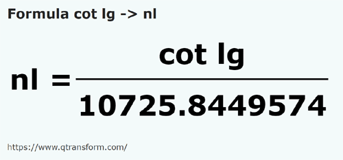 formula Длинный локоть в морская лига - cot lg в nl