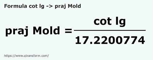 formula Длинный локоть в стержень (Молдавия) - cot lg в praj Mold