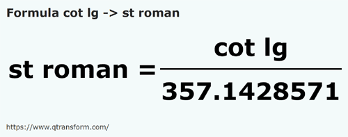 formula Côvados longos em Estadios romanos - cot lg em st roman
