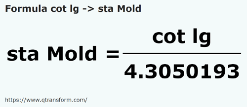formula Long cubits to Fathoms (Moldova) - cot lg to sta Mold