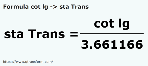 formula Длинный локоть в Станжен (Трансильвания) - cot lg в sta Trans