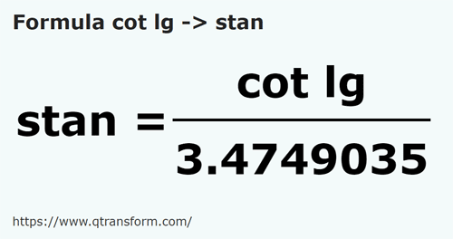 formula Long cubits to Fathoms - cot lg to stan