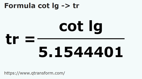 formula Długi łokieć na Trzcina - cot lg na tr