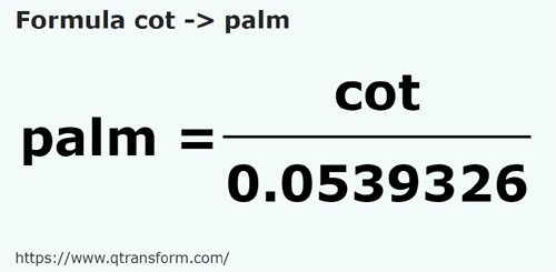 formule El naar Handbreedte - cot naar palm