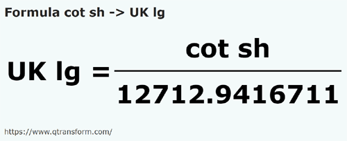 formula Codos corto a Leguas britanicas - cot sh a UK lg