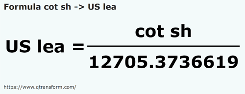 formula Côvados curtos em Léguas americanas - cot sh em US lea