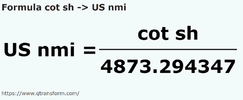 formula Cubiti corti in Migli nautici US - cot sh in US nmi