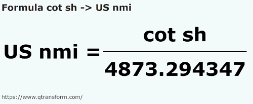 formula Короткий локоть в Милосердие ВМС США - cot sh в US nmi