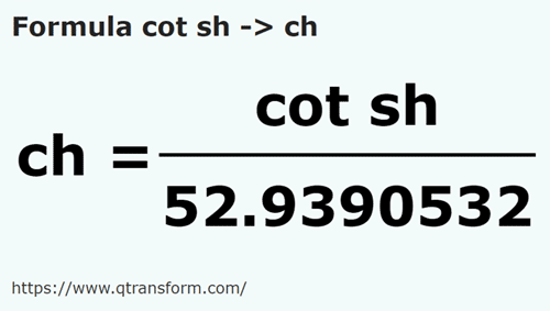 formula Short cubits to Chains - cot sh to ch