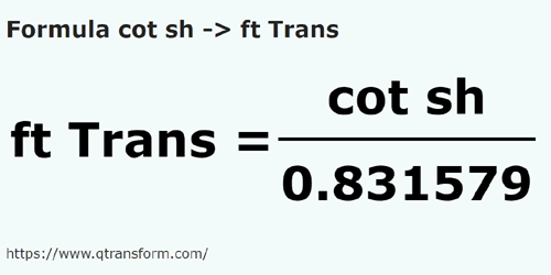 formula Codos corto a Pie (Transilvania) - cot sh a ft Trans