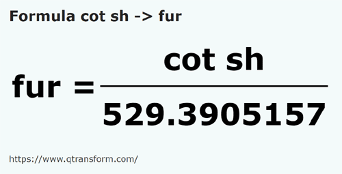 formula Côvados curtos em Furlongs - cot sh em fur