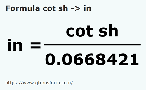 formula Codos corto a Pulgadas - cot sh a in
