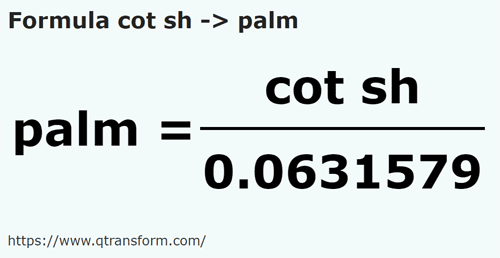 formula Short cubits to Palmacs - cot sh to palm