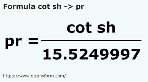 formula Short cubits to Poles - cot sh to pr