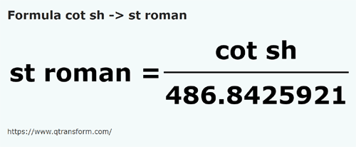 formula Codos corto a Estadio romano - cot sh a st roman