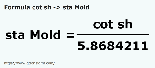 formula Short cubits to Fathoms (Moldova) - cot sh to sta Mold