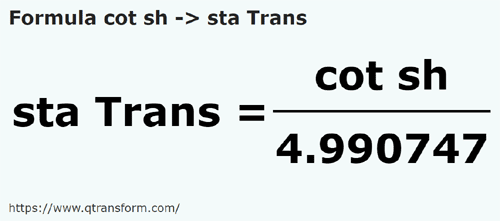 formula Côvados curtos em Stânjeni (Transilvania) - cot sh em sta Trans
