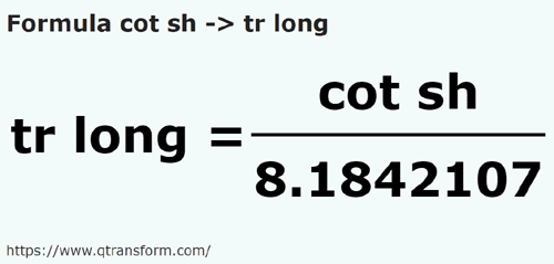 formula Короткий локоть в Длинная трость - cot sh в tr long