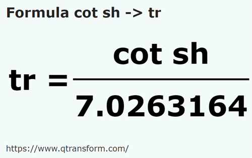 formula Hasta yang pendek kepada Kayu pengukur - cot sh kepada tr