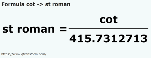 formula Cubits to Roman stadiums - cot to st roman