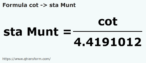 formula Côvados em Stânjens (Muntenia) - cot em sta Munt
