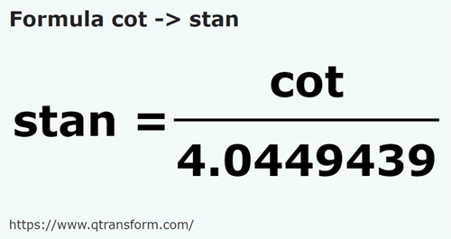 formula Cubits to Fathoms - cot to stan