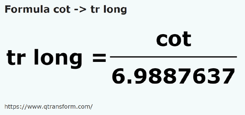 formula Cubits to Long reeds - cot to tr long