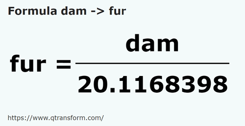 formula Dekametry na Furlong - dam na fur