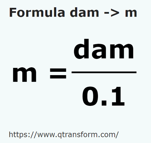 formula Decametri in Metri - dam in m