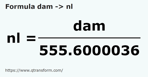 formula декаметр в морская лига - dam в nl
