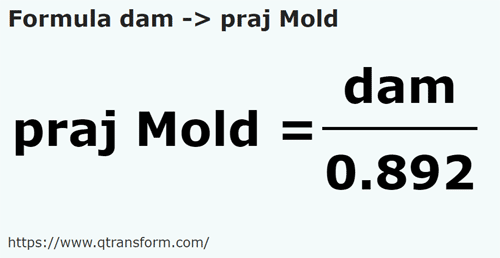 formula Decameters to Poles (Moldova) - dam to praj Mold