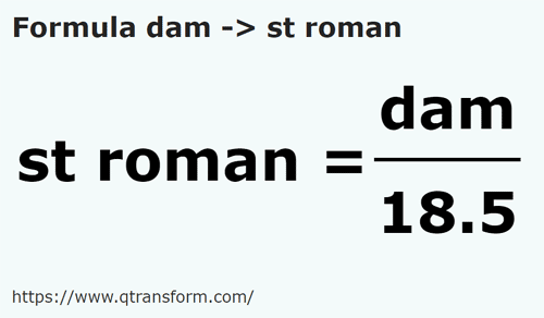 formula Decameters to Roman stadiums - dam to st roman