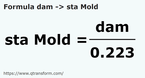 formula Dekameter kepada Stânjeni (Moldavia) - dam kepada sta Mold