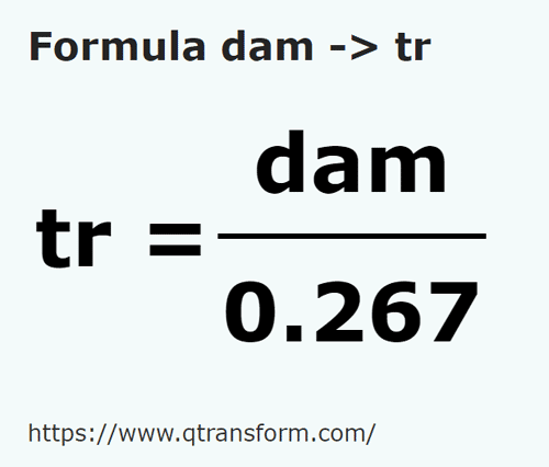 formula Dekameter kepada Kayu pengukur - dam kepada tr