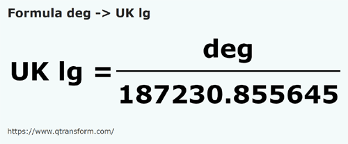 formula Dedos em Léguas imperials - deg em UK lg