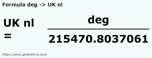 formula Fingers to UK nautical leagues - deg to UK nl