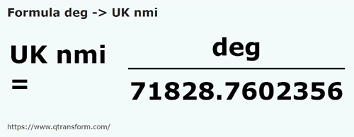 formula Fingers to UK nautical miles - deg to UK nmi