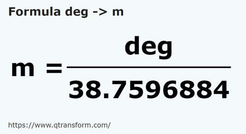formula Palce na Metry - deg na m