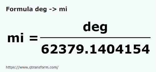 formula Degete in Mile - deg in mi