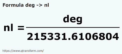 vzorec Prst na Námořní legua - deg na nl