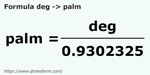 formula Dedos a Palmus - deg a palm