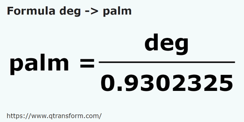 formulu Parmak genişliği ila Aya - deg ila palm