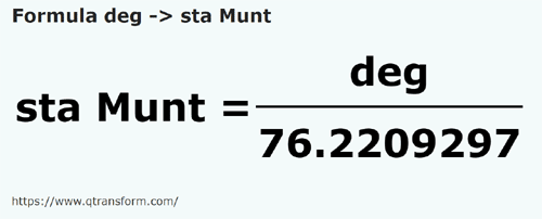 umrechnungsformel Finger in Stânjeni (Muntenia) - deg in sta Munt