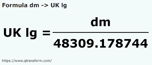 formule Decimeter naar Imperiale leugas - dm naar UK lg
