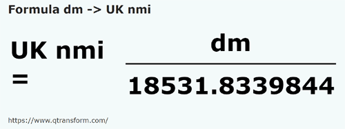 formula Decímetros em Milhas marítimas britânicas - dm em UK nmi