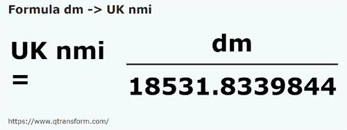 formula Decimetri in Mile marine britanice - dm in UK nmi