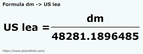 formula Decímetros em Léguas americanas - dm em US lea